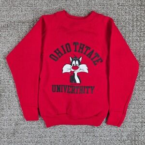 Vintage Ohio State Thtate University Looney Tunes Sylvester Kids Red‎ Sweatshirt